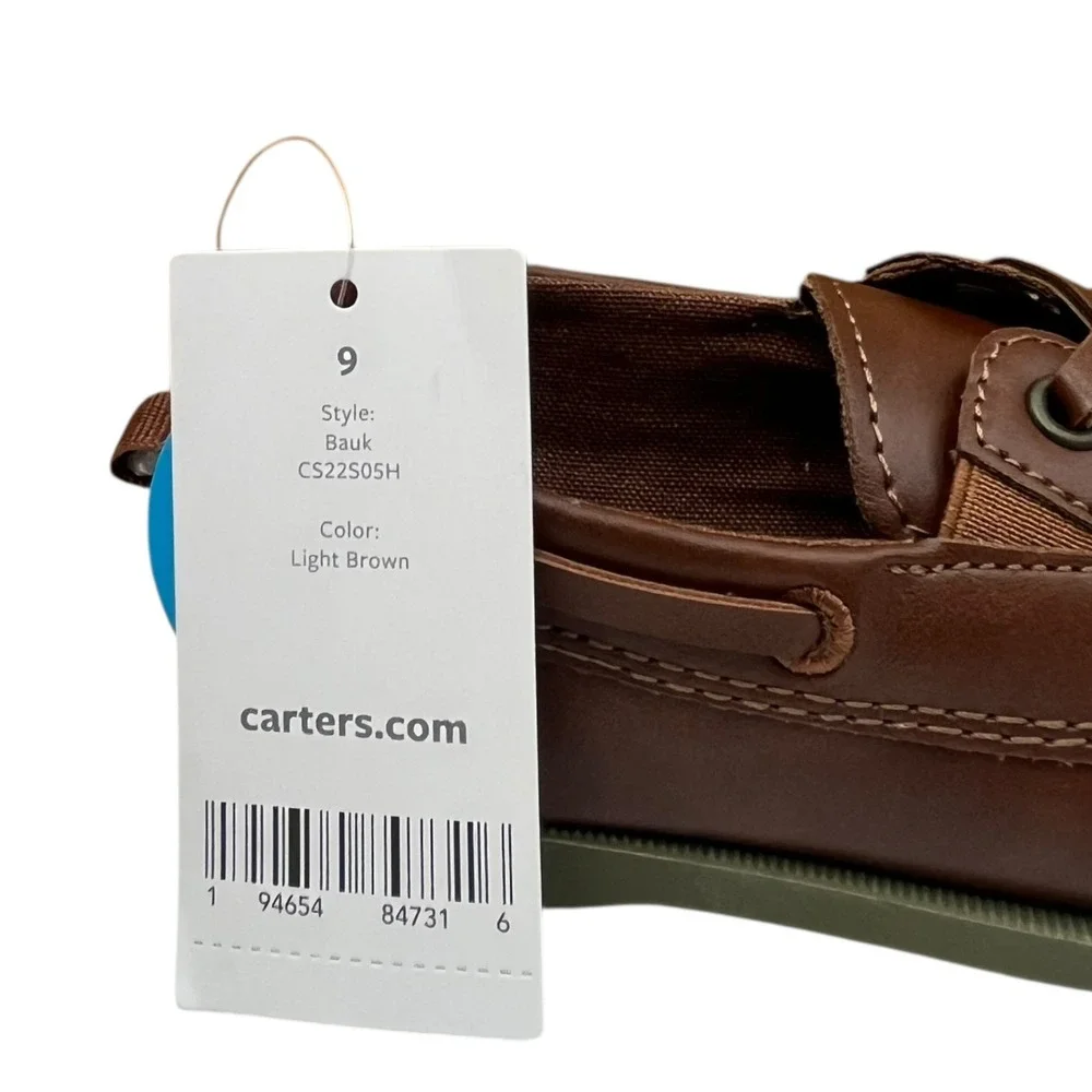 Carter's Toddler Boys Boat Shoes Size 9 Brown Slip-On Casual‎ Classic Style